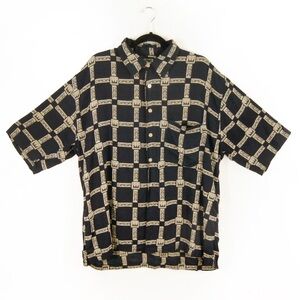 Vintage 90s Damani Dada Hiphop Logo Short Sleeve Button Up Blouse Shirt